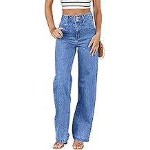 Sidefeel Women's Jeans High Waisted Straight Leg Stretchy Jeans Trendy Loose Wide Leg Zimbaplatinum Denim Pants with Pockets