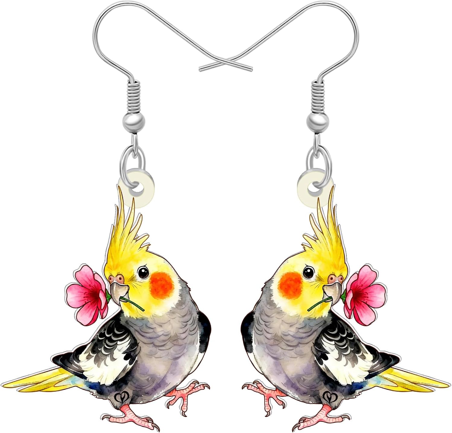 DUOWEI Cute Acrylic Parrot Earrings Macaws Dangle Jewelry for Women Summer Spring Accessories Hawaiian Gifts