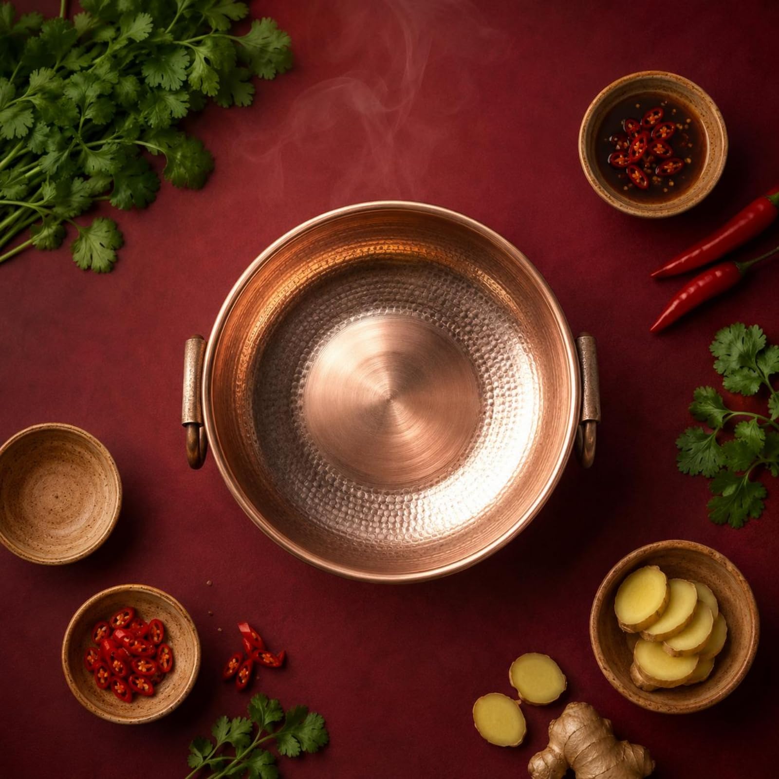 Marmite en Cuivre Casserole Chaudron Soupe à Induction avec Poignées Opposées et Finition Polie Grande Ouverture pour Accès aux Ingrédients, color to 3, 28cm