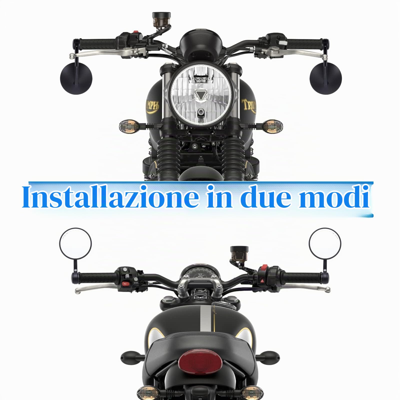 DREAMIZER Specchietto moto, 7/8" 22mm Omologati moto retrovisore laterale per manubrio per CB1000R CB400 MT07 MT09 Z1000 XSR 700 Cafe racer