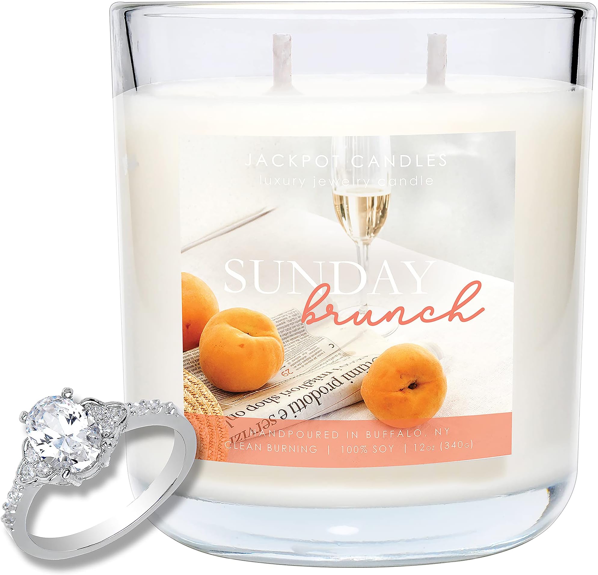 Jackpot Candles Sunday Brunch Candle with Ring Inside (Surprise Jewelry Valued at 15 to 5,000 Dollars) Ring Size 5