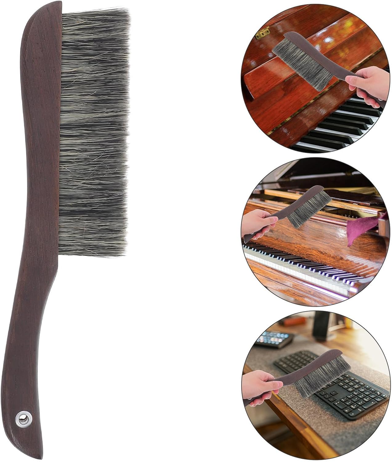 Small Cleaning Brush with Wooden Handle Soft Bristle for Piano