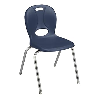 Learniture Structure Series Stacking School Chairs with Contoured Seats, Heavy-Duty Plastic Stacking Classroom Chairs, 16" H, Set of 20, Navy