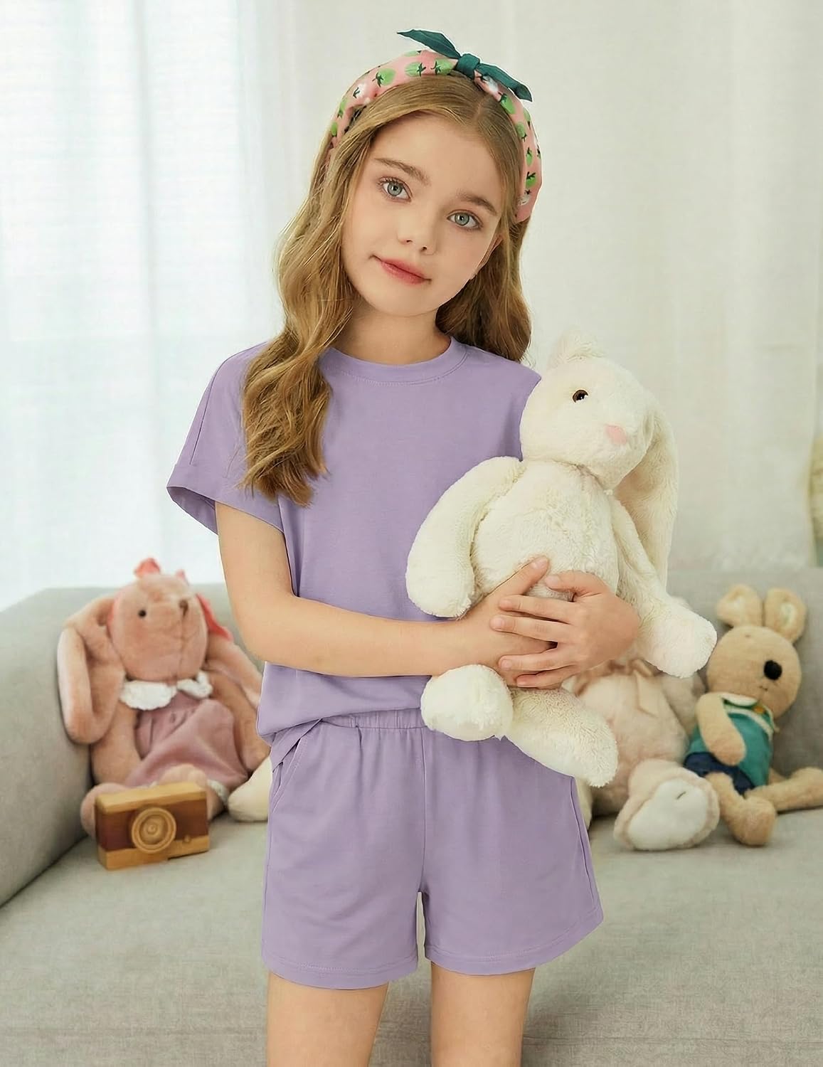 Arshiner Girls Summer 2 Piece Outfits Short Sleeve Shirts and Shorts Sets | Girls summer clothes,Short sleeve top elastic waist shorts set,Soft,breathable and lightweight fabric for girls 6-15Years