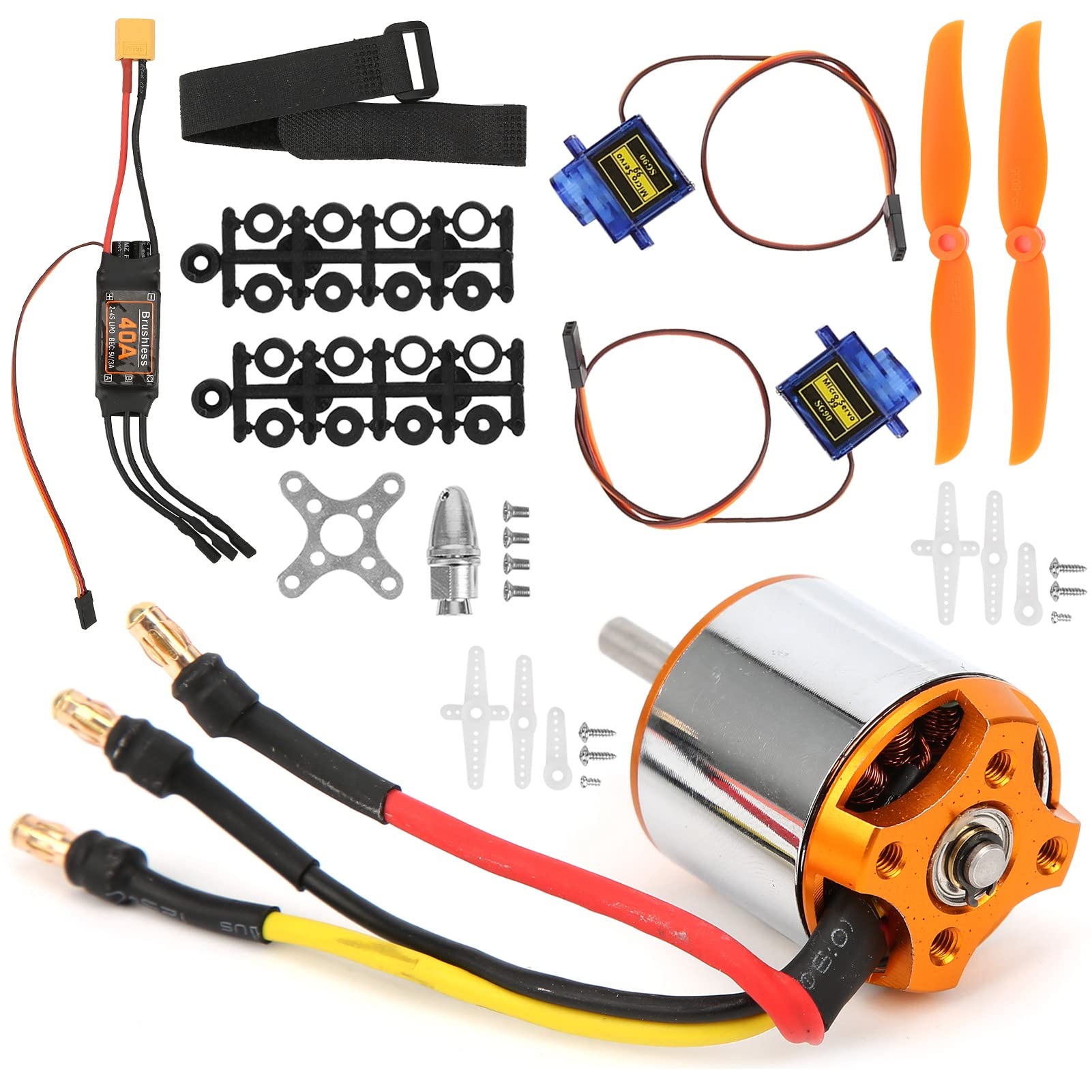 Hélice de helicóptero teledirigido, motor de avión teledirigido, regulador de velocidad eléctrico, motor sin escobillas 2217 KV1250 + 8060 hélices, motor de dirección + 40 A ESC para helicóptero RC