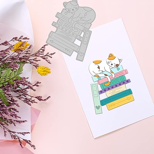 Miniatura 5 de INFUNLY Die Cuts - Troqueles de metal para cortar libros de metal, almohada para gato, plantillas de grabado en relieve para álbumes de recortes,
