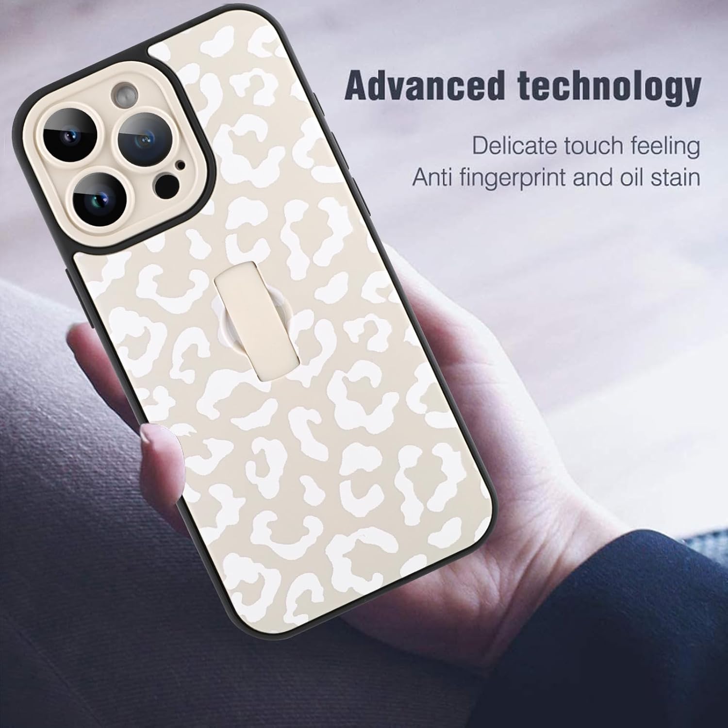 MOWIME Compatible with iPhone 14 Pro Case with Finger Strap, Cheetah Print Shockproof Soft TPU Protective Cover for Women Girls, Slim Anti Scratch Case for iPhone 14 Pro 6.1 Inch, White - Image 7