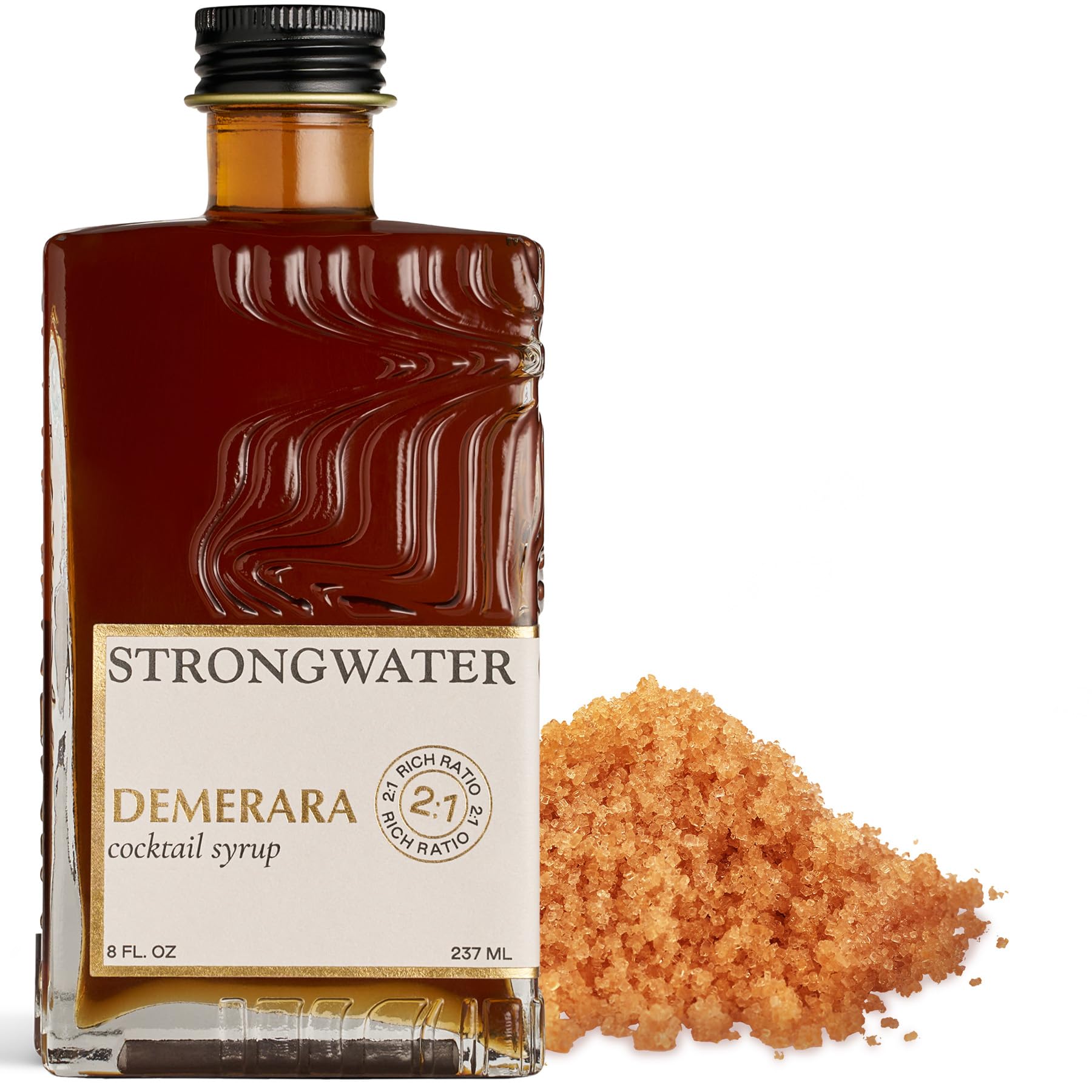 Strongwater Rich Demerara Syrup - Makes 16 Cocktails - Syrup for Cocktails Handcrafted in USA with Filtered Rocky Mountain Water, Demerara Sugar - Just Mix with Bourbon or Whiskey