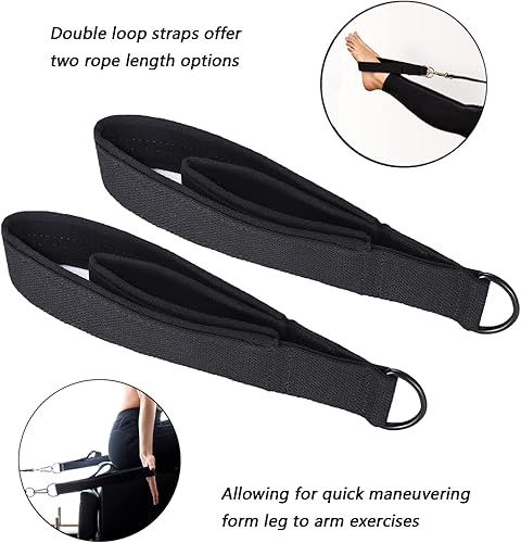 Miniatura 4 de 2 correas de doble bucle para pilates, correas de equipo de fitness, correas de doble acolchado para pilates en D, correas de doble bucle, correas
