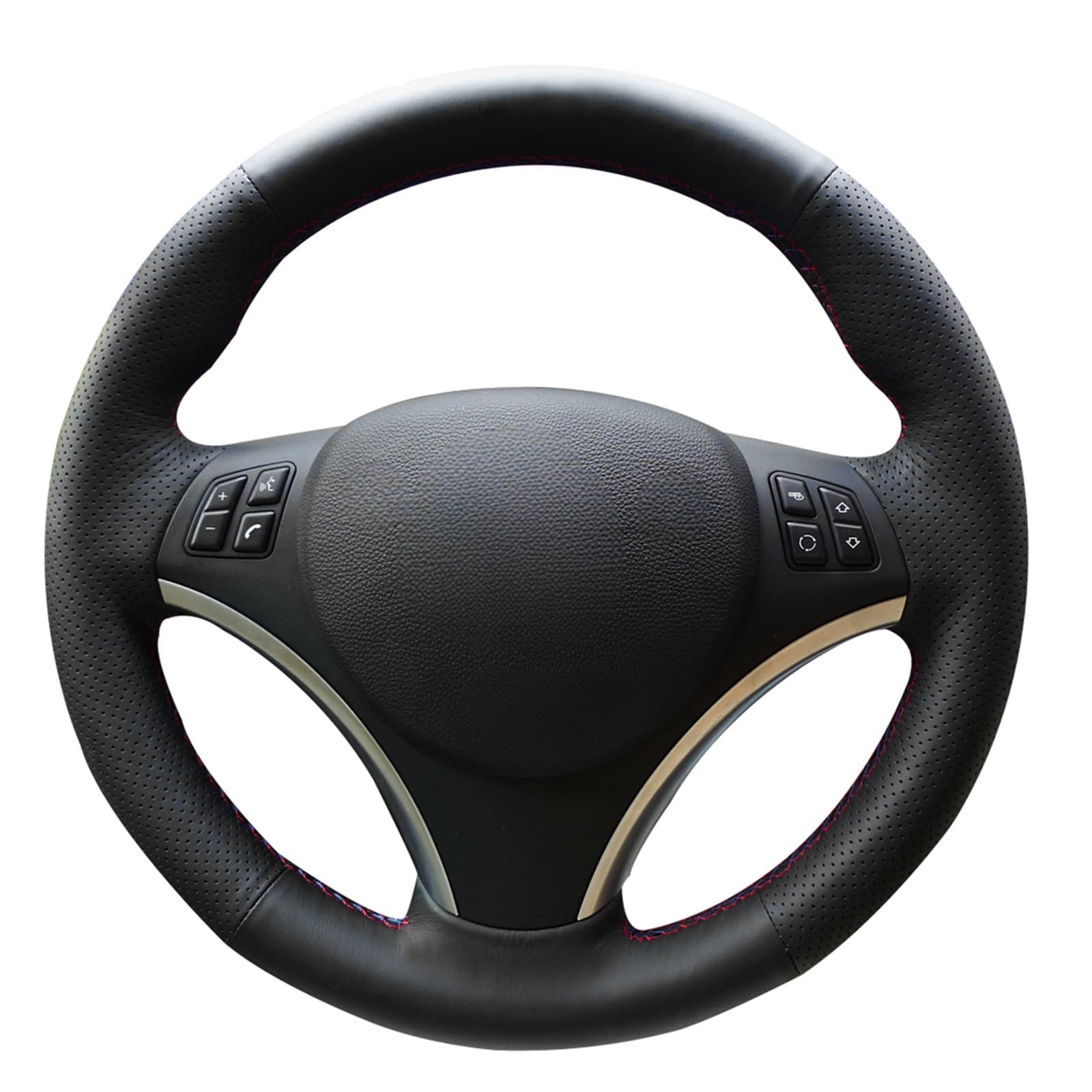 MEWANT Steering Wheel Cover Compatible with BMW E87 E81 E82 E88 E91 E92 E93 E84 E92 E92 E93 2007-2013 Hand-Stitched Steering Wheel Wrap