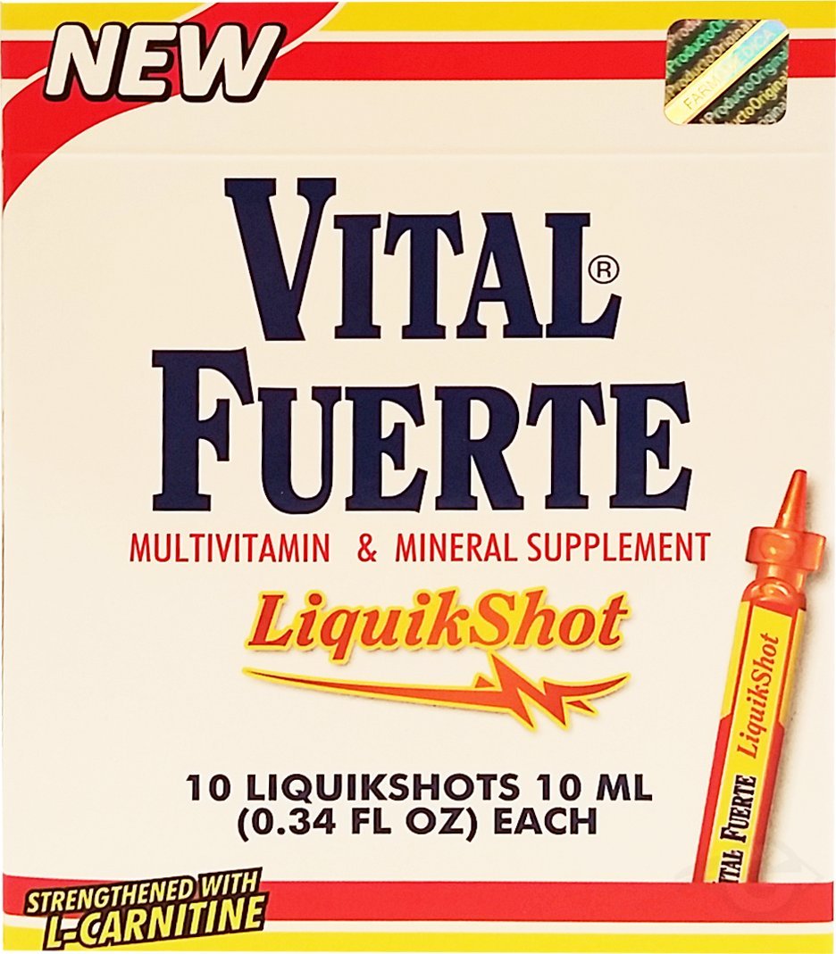 Vital Fuerte Liquid Shot Dietary Supplement 10 Units - Suplemento Multivitaminico (Pack of 12)