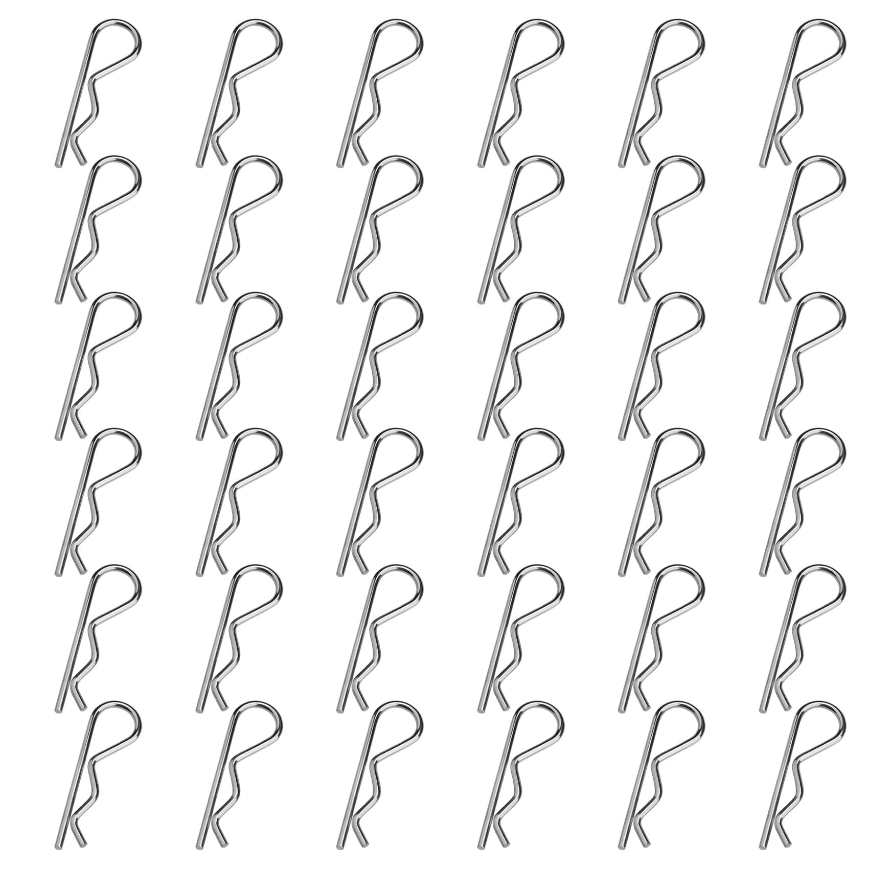 Lot de 30 Goupilles fendues en acier inoxydable avec clips en R - 3 x 65 mm - Épingles à nourrice pour automobile, mécanique, garage, équipement électrique, voitures, camions, tondeuse à gazon