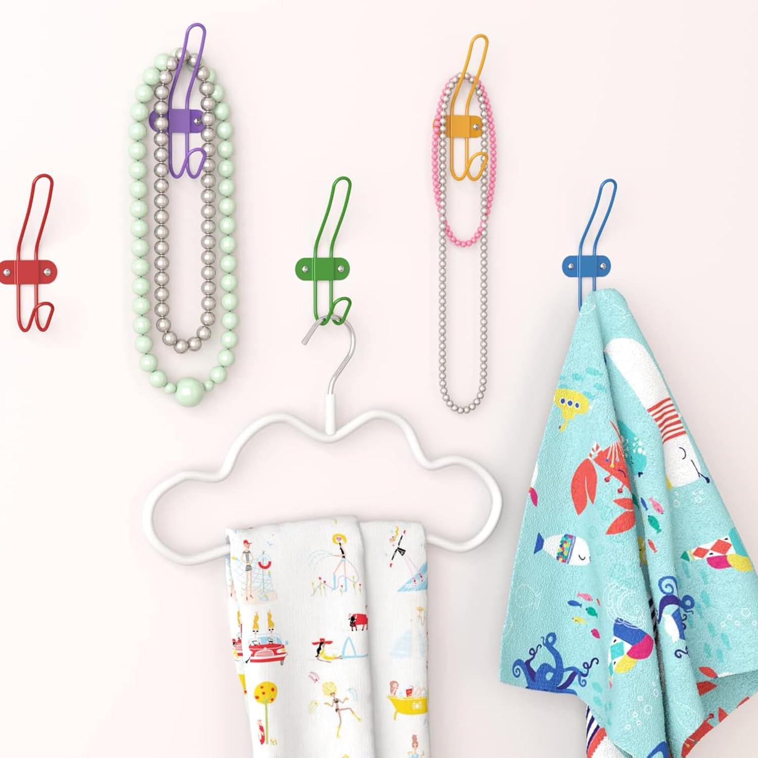 Wall Coat Hooks Colorful Wall Mounted Hanger Hooks Rack,Wall Hanging Hanger Holder Coat Hook,Small Bedroom Door Back Decorative Room Rack 2PCS (red Yellow)