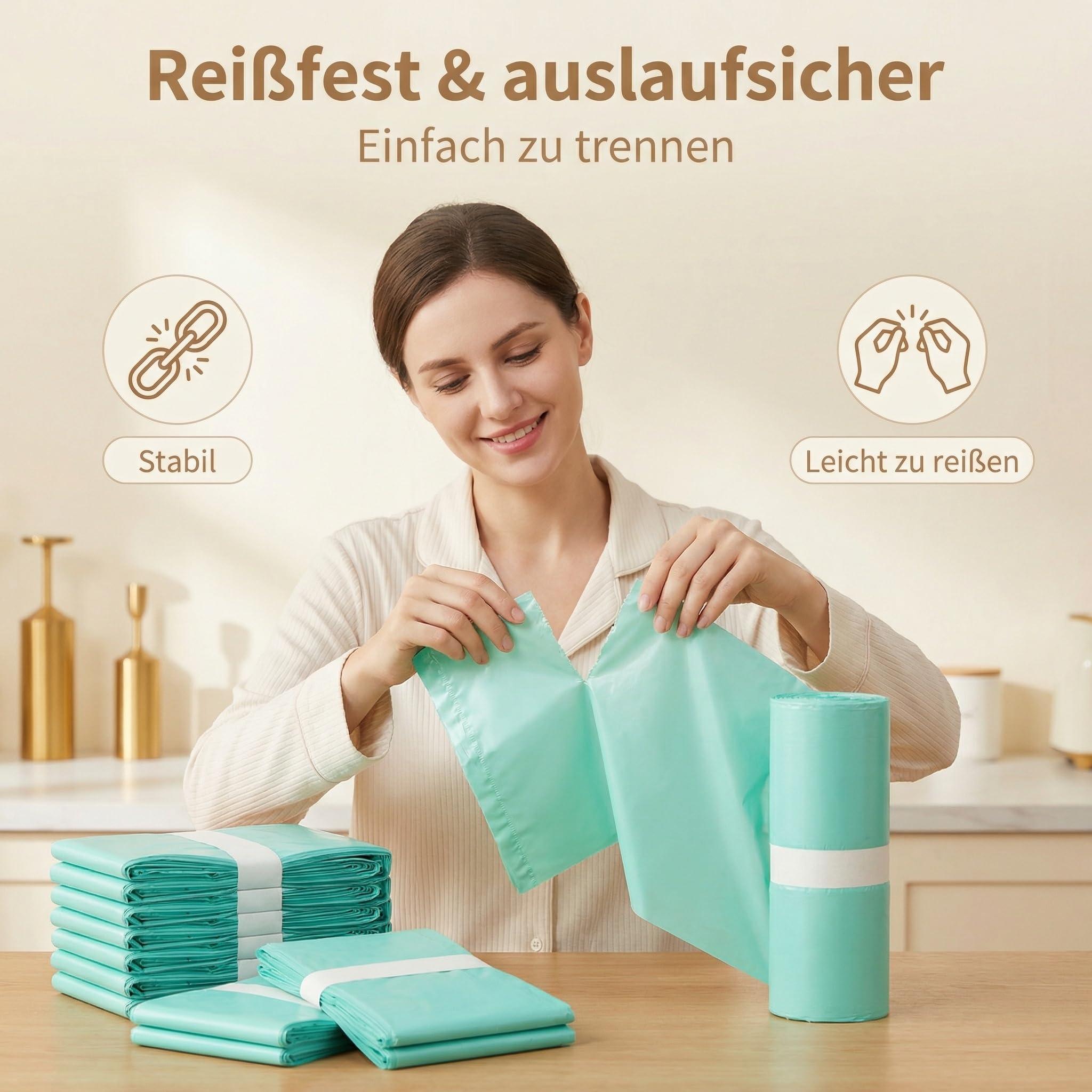 8er Pack Windelsack Nachfüllrollen | Kompatibel mit Korbell 16L Windeleimer | 10m Endlosrolle mit Geruchsstopp & antibakteriellem Schutz | Reißfest & auslaufsicher für hygienische Windelentsorgung