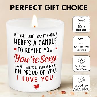 Anniversary Couple, Valentines Gifts for Her, Him - Romantic Gifts for Husband, Wife, Men, Women, Girlfriend,Boyfriend, Love Candle - Lemongrass Valentines Soy Wax Candle 10 Oz