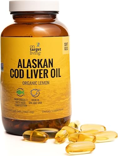 On Target Living Aceite de hígado de bacalao de Alaska 120 geles blandos  Línea capturada en los Estados Unidos  Vitamina D de origen natural  Rico