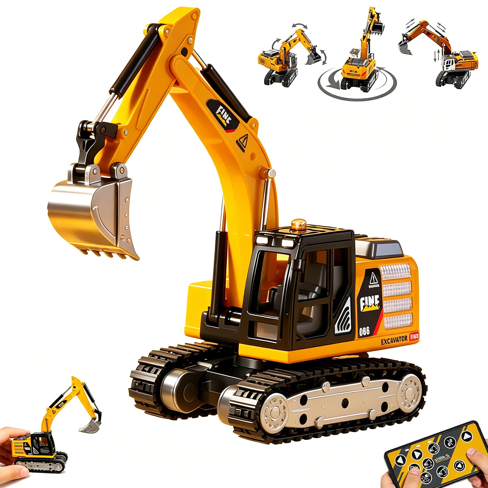 Photo 1 of GRANTLEY 1/64 Remote Control Excavator Toy,RC Construction Vehicles with Metal Shovel,Mini RC Excavator,Birthday Gifts for Boys and Girls 3-5 4-7 8-12 Year Old