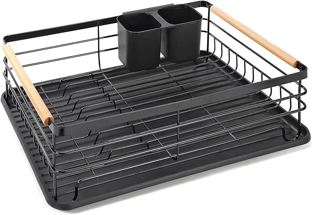Nestling Dish Drainer,Stainless Steel Dish Drying Rack,Kitchen Cutlery Drainer With Cutlery Basket And Removable Drip Tray