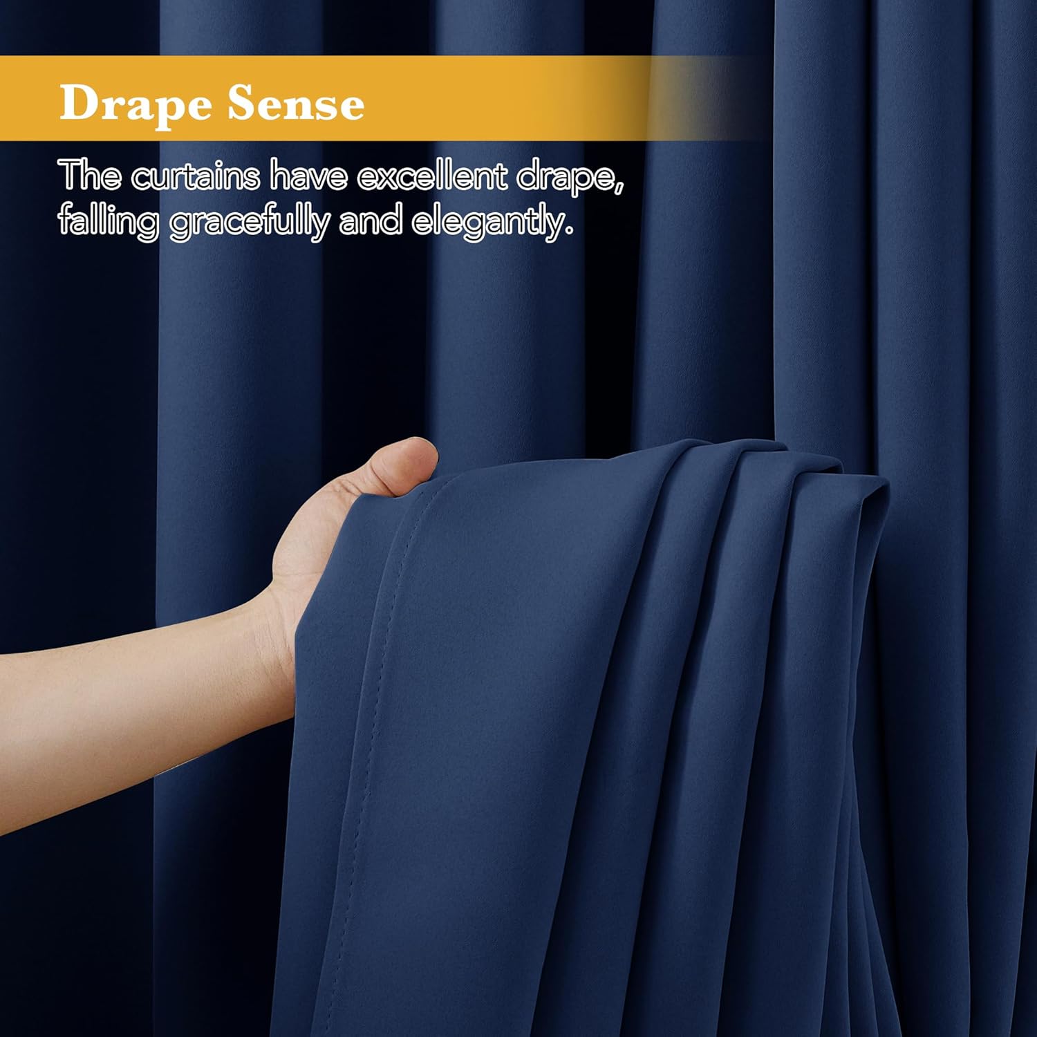 RYB HOME Bedroom Curtains 54 inch Length, Room Darkening Privcay Window Treatment Blackout Thermal Shades for Bedroom Bathroom Basement RV Camper, W37 x L54 inches, Navy, 2 Panels