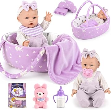 Dreamon 12 Inch Baby Doll, 11 PCS Baby Accessories Set
