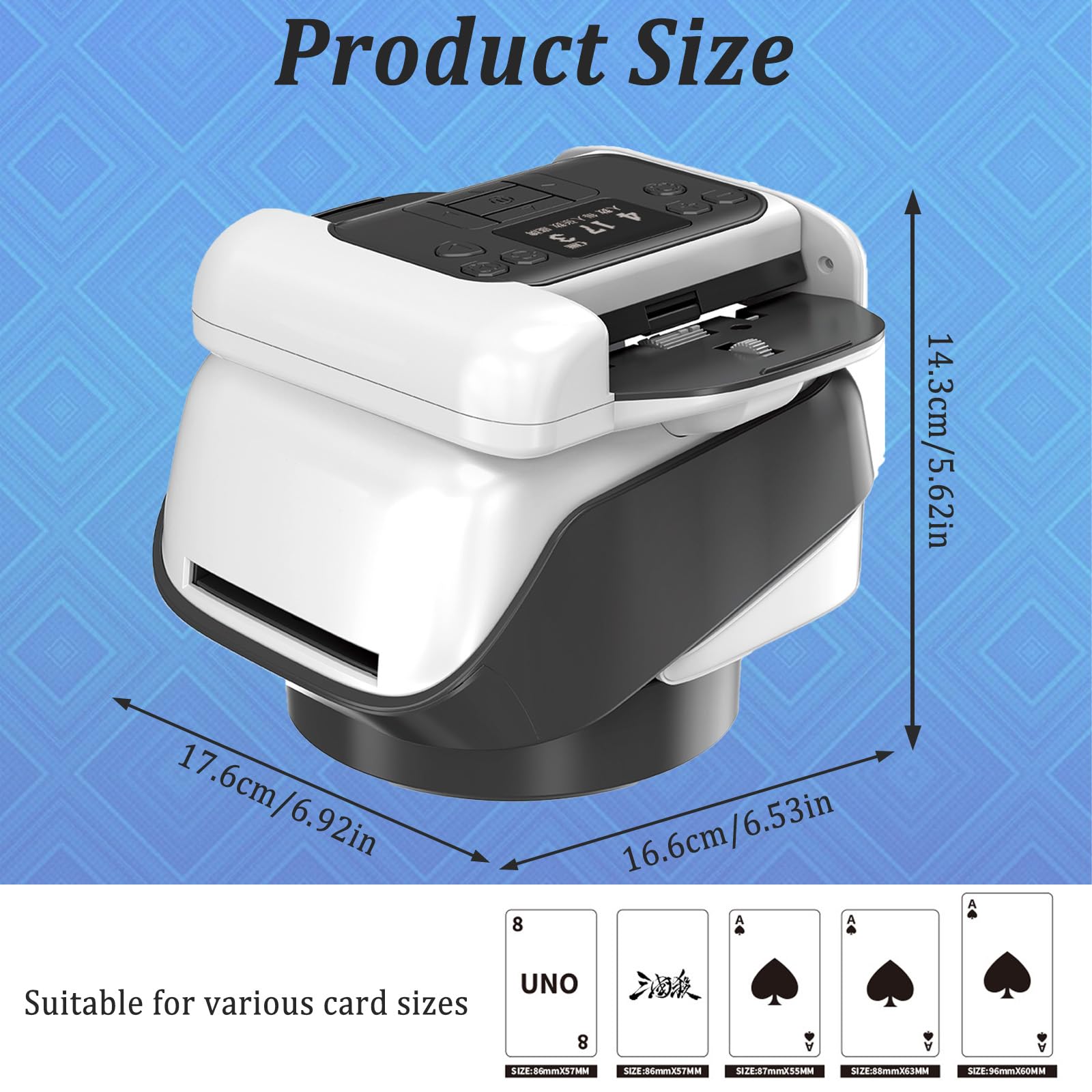 Barajador y Repartidor Automático de Cartas, 2 in 1 Repartidor de Cartas Automático Giratorio, Giro 360° para 1–8 Jugadores para Juegos como póquer, UNO, Blackjack, Texas Hold'em