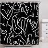 Riyidecor Black White Art Line Shower Curtain for Bathroom Decor 72Wx72H Abstract Woman Minimalist Modern Aesthetic Simple Girls Art Printed Fabric Polyester Waterproof 12 Pack Plastic Hooks