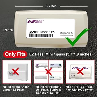 EZ Pass Holder for Windshield. Ezpass with Strong Suction Cups. Toll Pass Transponder iPass Holder. (Clear, 1Pack)