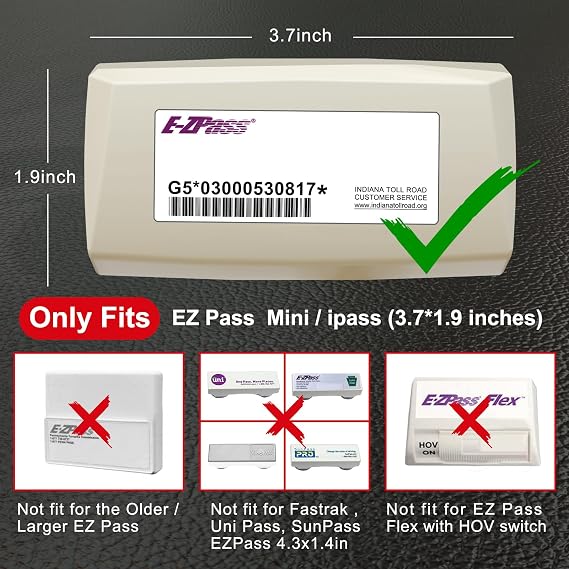 EZ Pass Holder for Windshield. Ezpass with Strong Suction Cups. Toll Pass Transponder iPass Holder. (Clear, 1Pack)