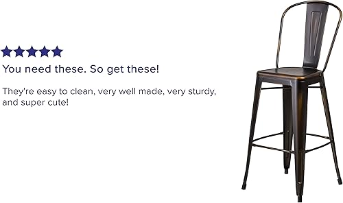 Miniatura 6 de Flash Furniture Banqueta alta de metal, para interior, color negro., Metal, Cobre