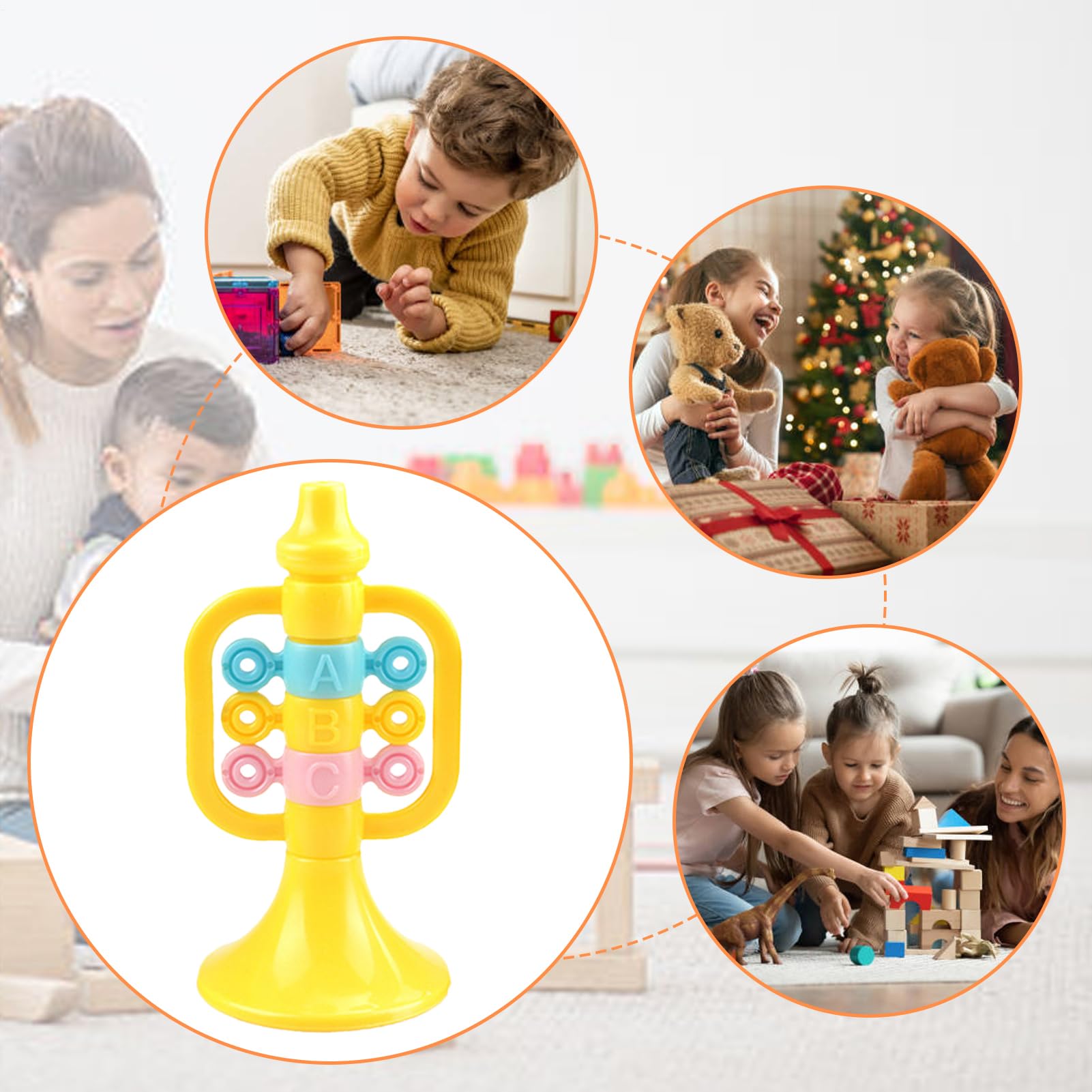 Trumpet Horn for Kids, Cartoon Air Horn Instrument, ABS Puzzle Enlightenment Trumpet Music Toys for School, Dancing, Home, Karaoke, and Party Performance, 2.76x5.51 Inches