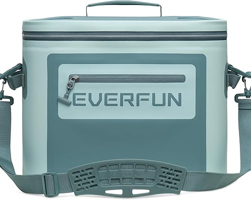 Miniatura 10 de EVERFUN Hielera suave para 30 latas, bolsa de almuerzo aislada portátil para hombres y mujeres, caja de hielo impermeable para viajes, playa, Negro