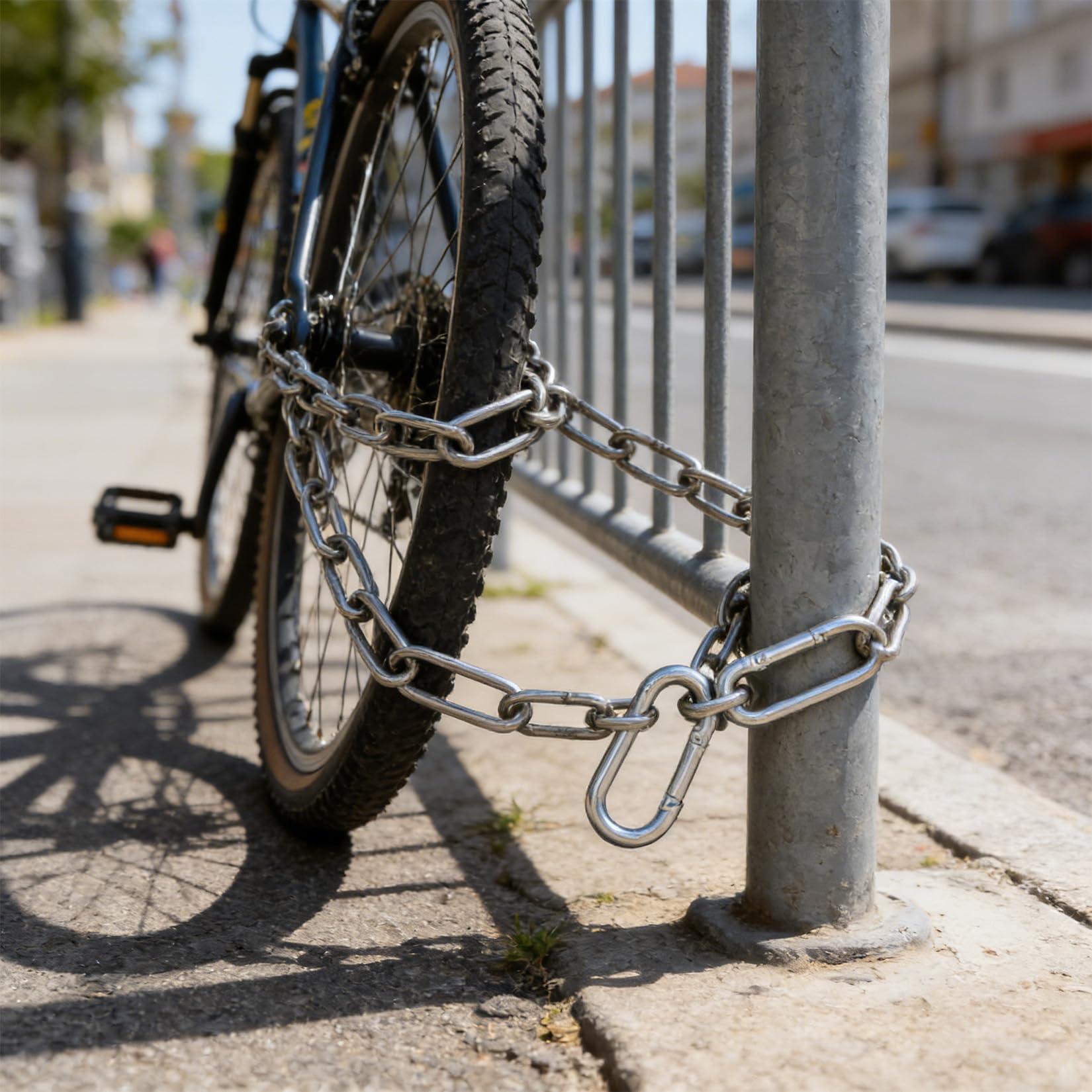 2 Rotoli Catena Acciaio Inox, Catenella in Metallo, 3 mm x 1 m Catena in Acciaio Inossidabile, Catenelle di Sicurezza per Cancelli, recinzioni, porte, biciclette, con 4 lucchetti di sicurezza