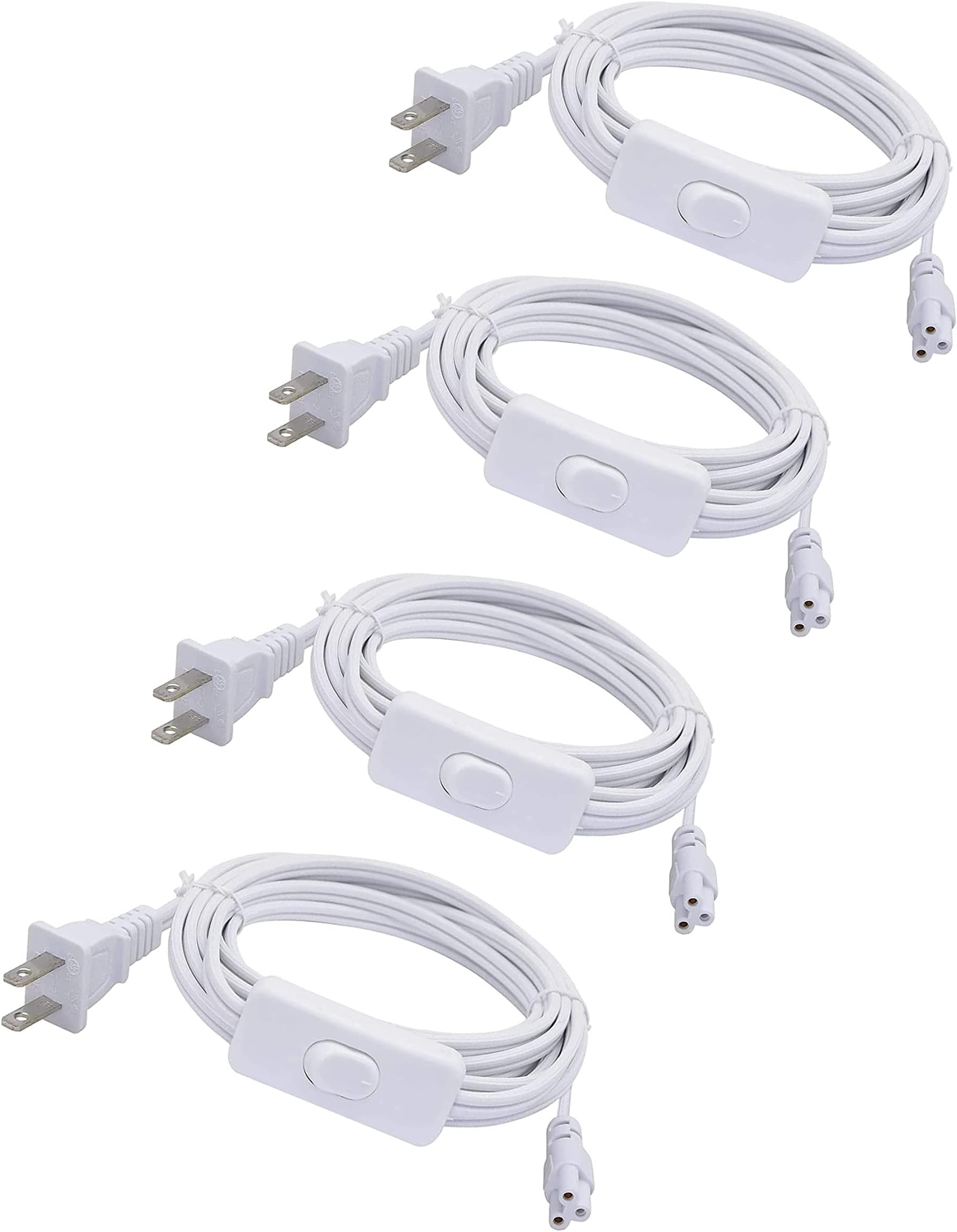 4-Pack T5 T8 Led Tube Light Power Extension Cord Grow Plug Cable Connecting Integrated Wire Replacement Fixture with On/Off Switch (6FT/1.8M)