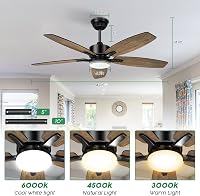 Mefine 106cm Mennyezeti Ventilátor Világítással, Távirányító, Fa Színű, Állítható Színhőmérséklet és Sebesség 4