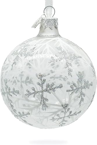 Copos de nieve en bola de vidrio transparente adorno de Navidad 3.25 pulgadas