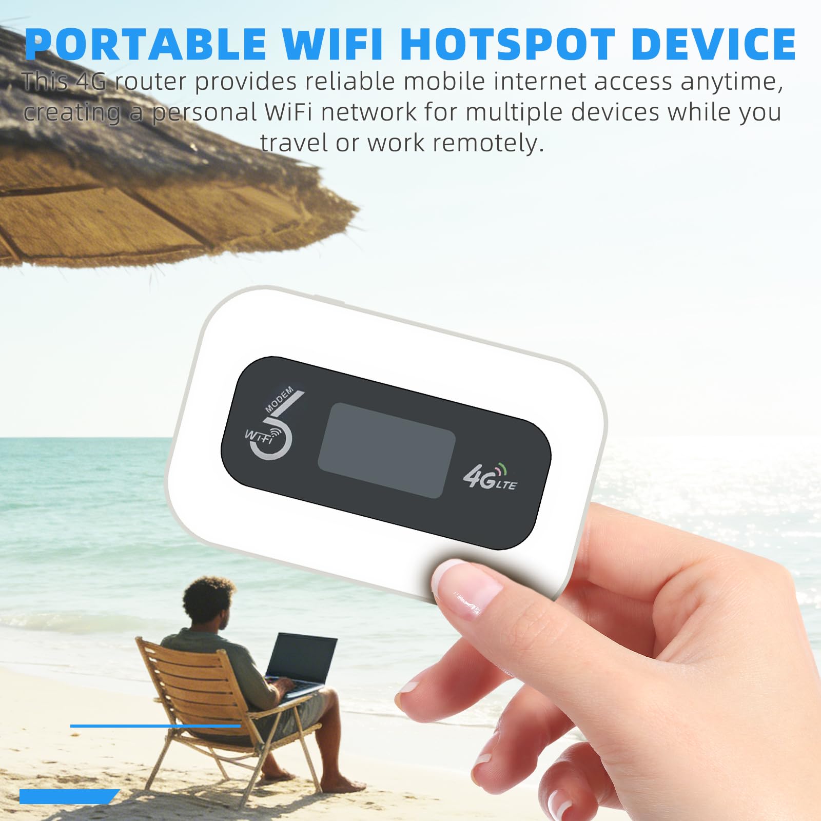 Routeur mobile 4G, WiFi 6, point d'accès Wi-Fi avec batterie 3000 mAh