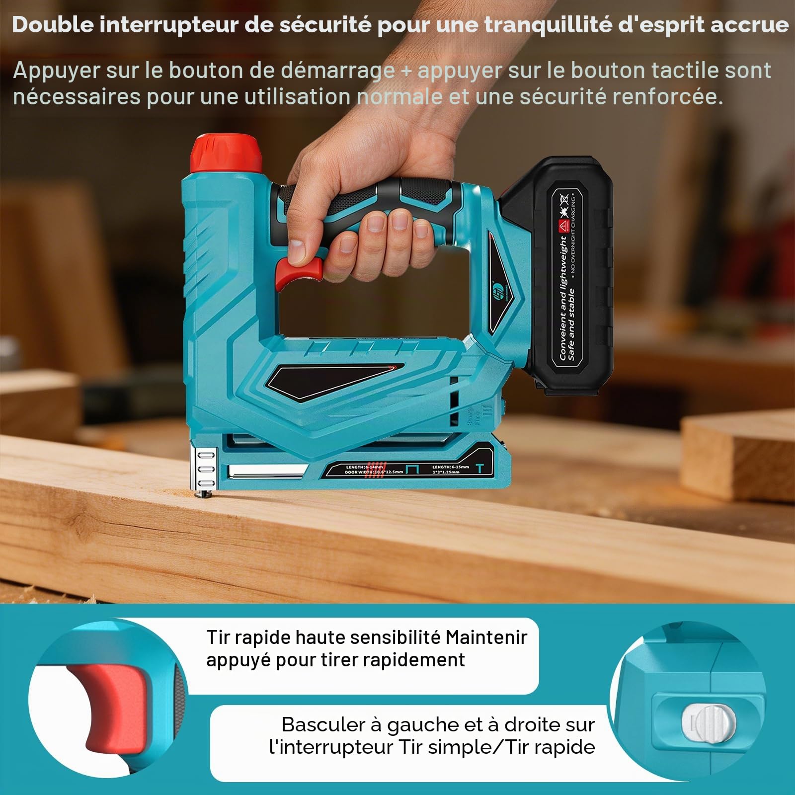 Agrafeuse sans fil compatible avec Makita 18 V batterie