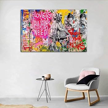 Tela Graffiti Banksy Con Cornice Stampa Su Tela Con Cornice Profonda - Foto 7