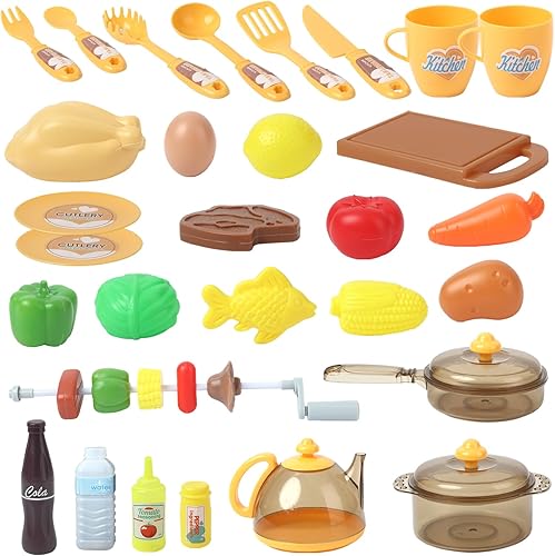 Miniatura 6 de Juego de cocina 2 en 1 para niños y parrilla de barbacoa, cocina de juego para niños pequeños con sonido realista y fregadero de juego