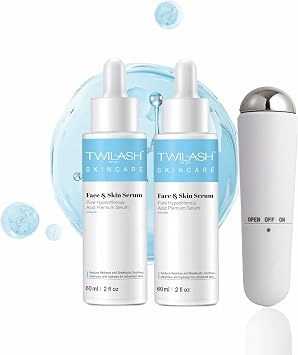 Pure Hypochlorous Acid Face & Skin Serum 2-Pack 60ml Each Hydrating, Calming & Redness-Reducing with Facial Massager Gentle, Non-Irritating for Sensitive Skin 120ml Total