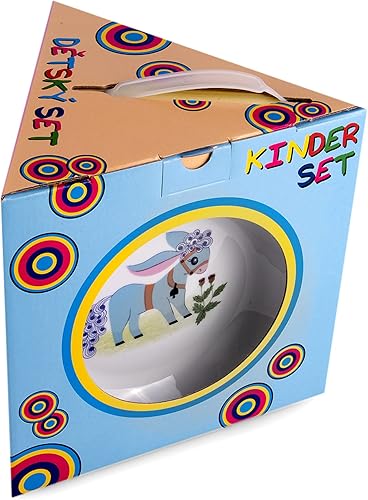 Miniatura 9 de Juego de platos y tazas de porcelana para niños, juego de 3 vajilla de porcelana para niños, plato plano profundo y taza para niños (Mole)