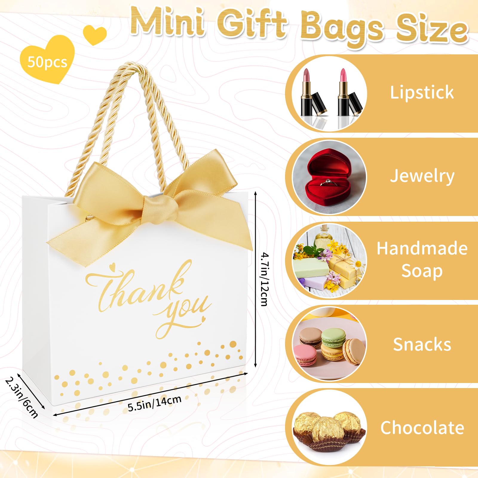Sac 30 Pièces Thank You Sac Cadeau Sachet Créative En Papier Avec Poignées, SHAIDOJIO Blanc Thank Cadeau Mariage