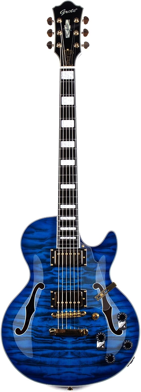 Grote LPF-001 Semi-Hollow Body Electric Guitar Coil Splitting with Gig Bag Blue
