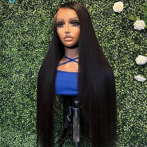 Miniatura 5 de BEEOS Pelucas de encaje frontal HD, 13 x 6 pulgadas, peluca de cabello humano lacio ultra ajustado, densidad del 250 %, nudos blanqueados, peluca de