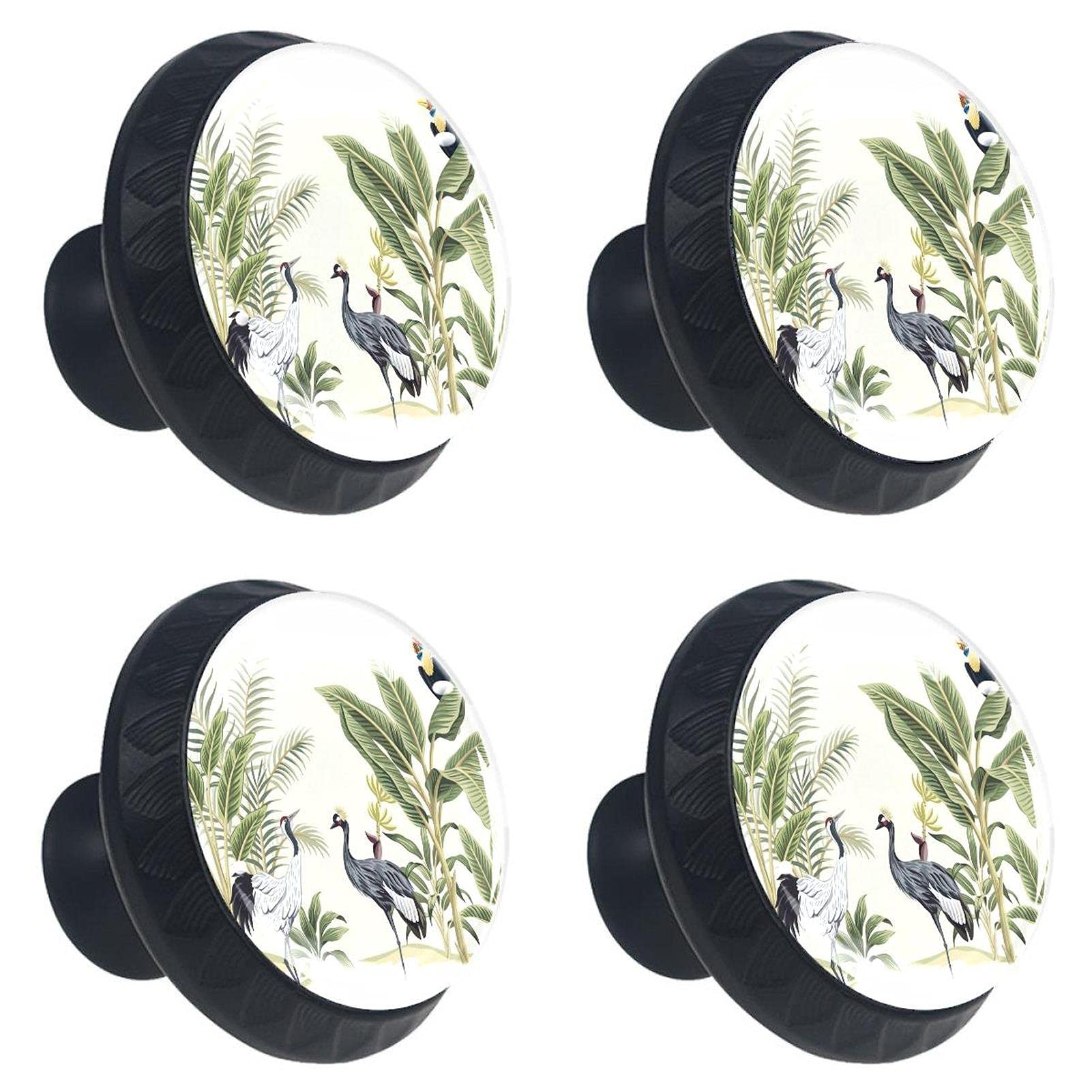 Bouton de meuble rond en verre de qualité avec motif oiseau vintage
