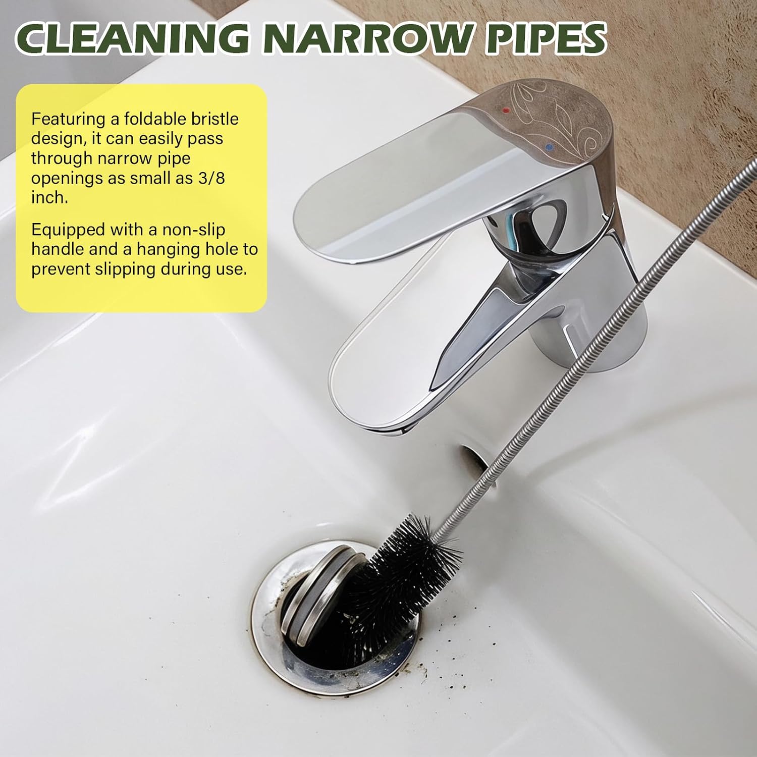 Flexible Drain Brush, 48" & 17.7" Long Pipe Cleaner for Sinks
