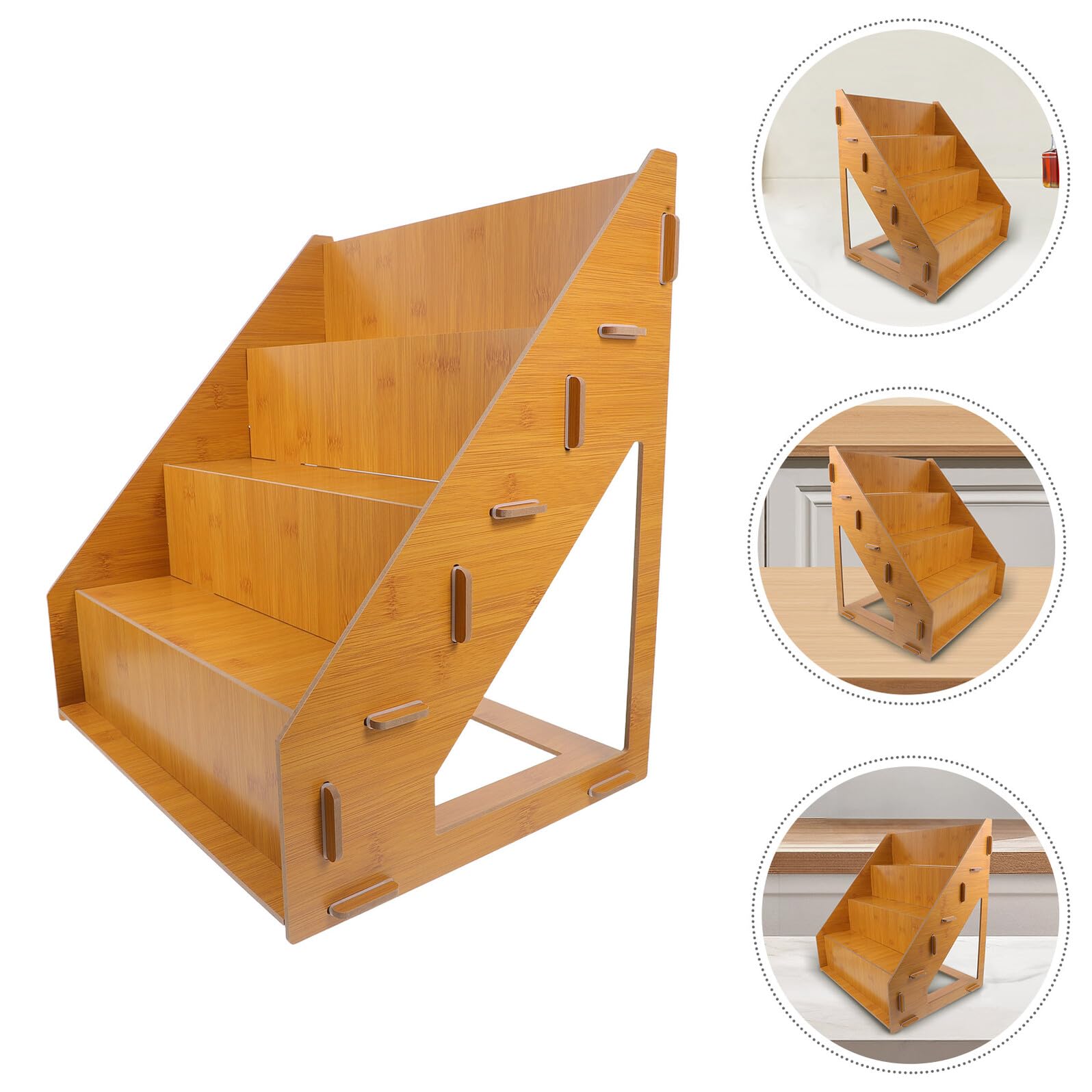 Stufiges Holz Display Regal mit Natürlicher Maserung Rustikaler Cupcake Ständer und Gewürzregal Vielseitig für Party Hochzeit Makeup Figuren und Haushaltsdeko Geeignet