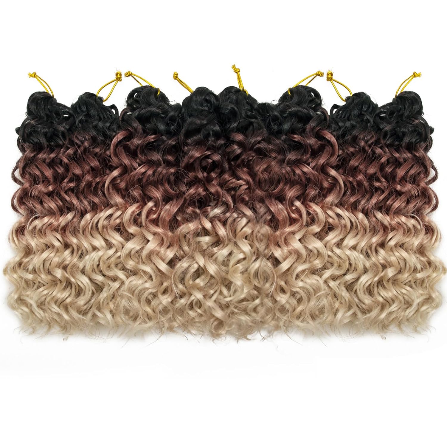 8 packs curly crochet hair gogo curl crochet hair for women deep wave braiding hair,synthetic bohemian crochet braid water wave crochet hair extensions(1b/30/613, 10inch) 1b/30/613 10 inch