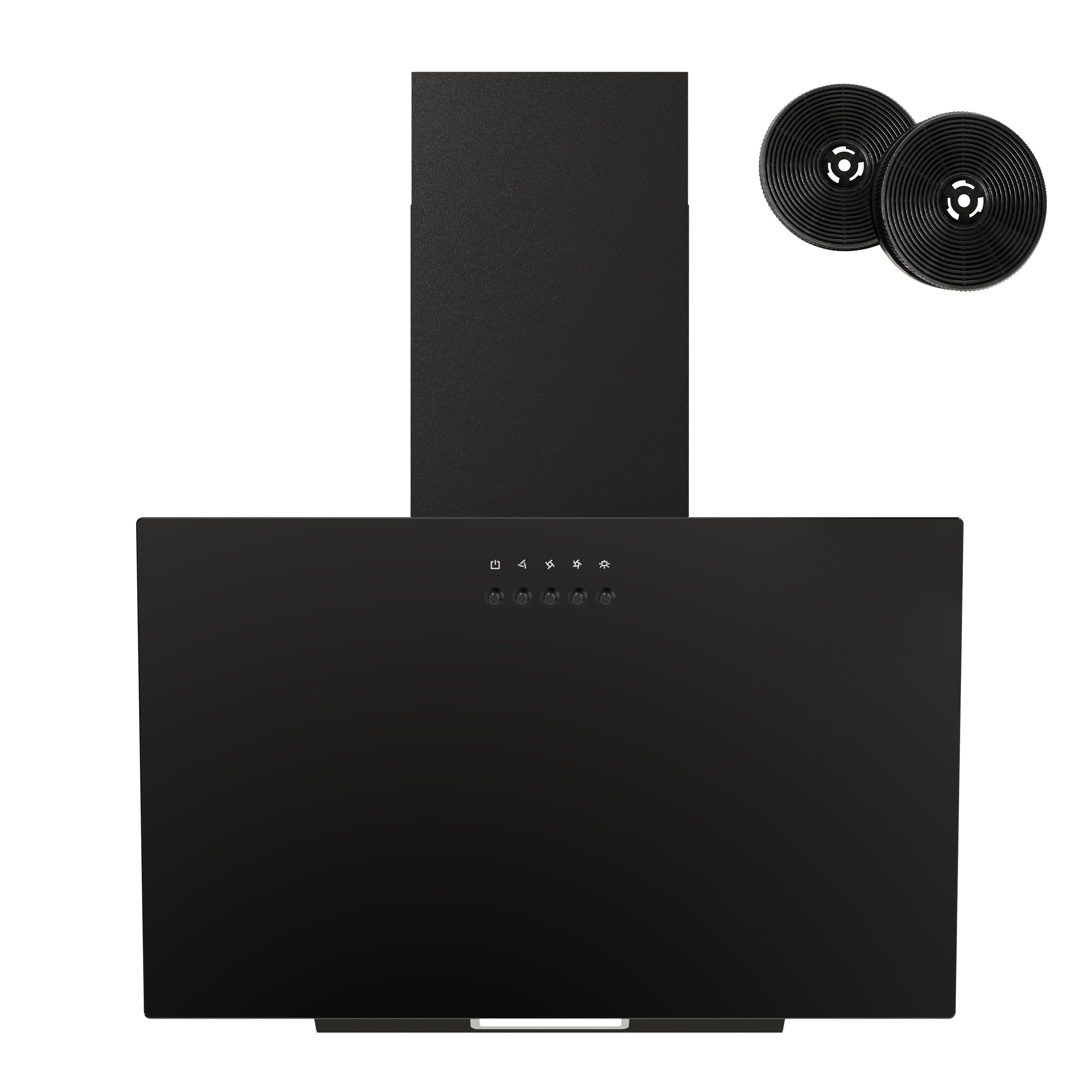 FIREGAS Dunstabzugshaube 60cm - Kopffreie Schräghaube mit LED-Beleuchtung, 3 Gebläsestufen, Abluft/Umluft und Aktivkohlefilter für optimalen Umluftbetrieb