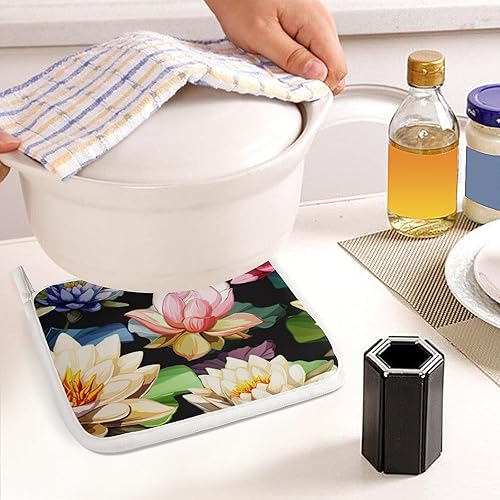 Miniatura 7 de Fantastic Lotus Flower Oven Mitts and Pot Holders Sets Heat Resistant Oven Gloves with Hot Pads for Kitchen Baking Cooking